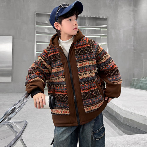 男童秋冬加绒毛毛衣2025新款