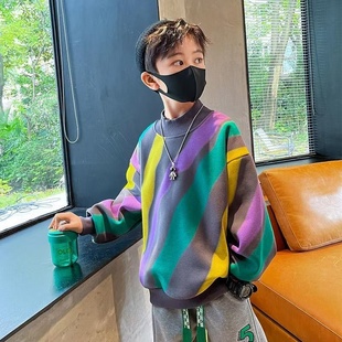 男孩秋冬款 儿童装 冬季 加绒卫衣2025新款 上衣加厚中大童潮 男童冬装