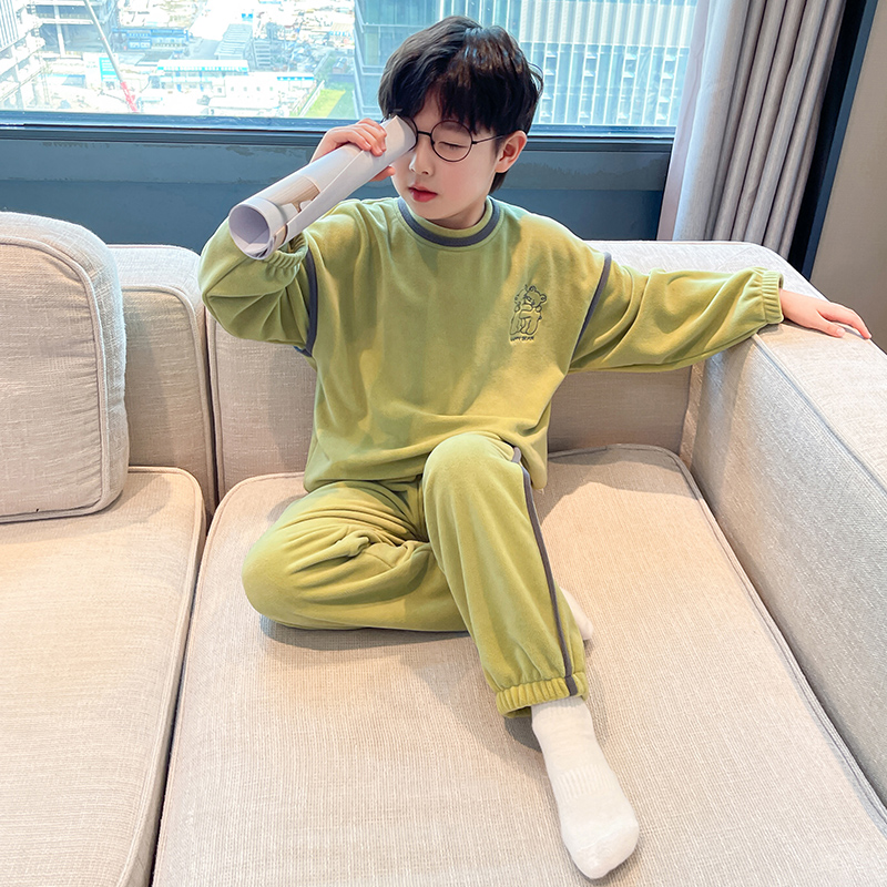 男童秋冬季家居服套装2024新款