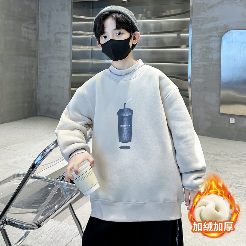 男童秋冬加绒卫衣2025新款