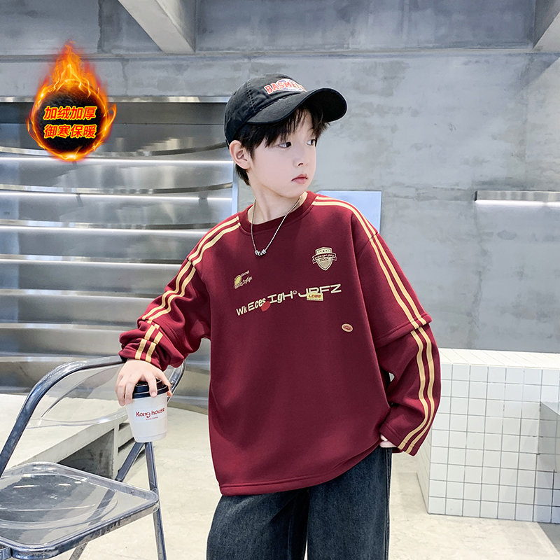 男童秋冬加绒卫衣2025新款