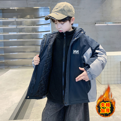 男童夹棉三合一冲锋衣2025新款