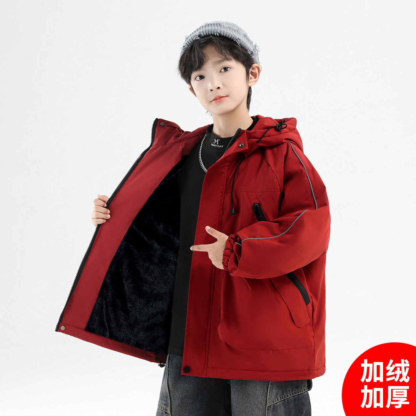 儿童装男童外套秋冬款2025新款加厚派克服男孩冬季中大童加绒冬装,童装/婴儿装/亲子装,普通外套,淘宝优惠券,粉丝福利购,淘宝优惠卷