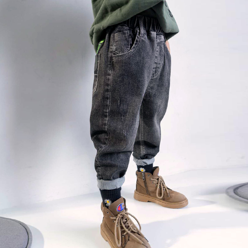 儿童装男童秋冬季裤子2022冬季新款男孩加绒加厚牛仔裤中大童冬款