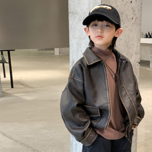 夹克衣服春季 儿童装 男孩中大童春秋款 皮衣外套2026新款 潮 男童春装