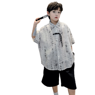 儿童装男童汉服夏装套装2026新款中大童男孩短袖唐装夏季中国风潮