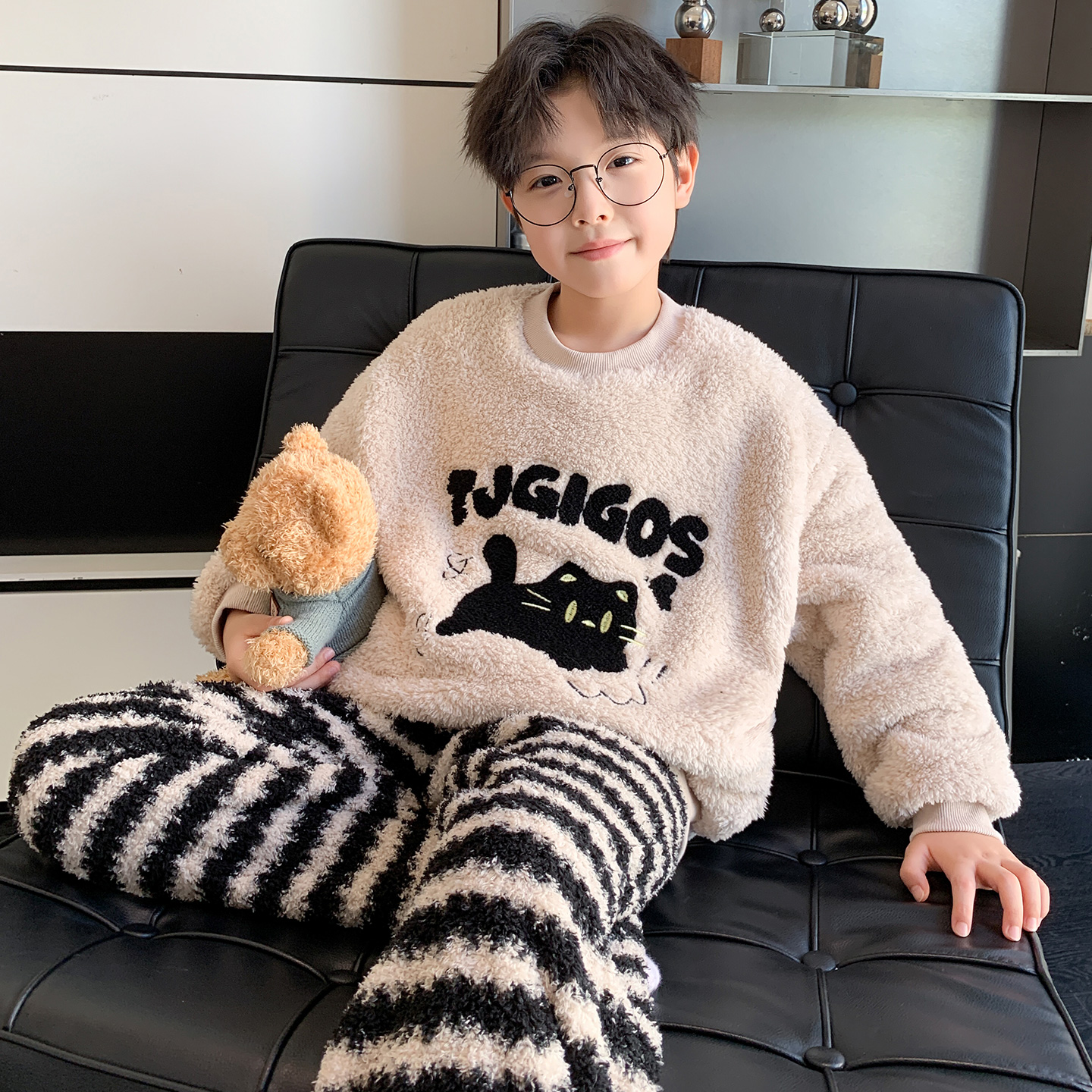 男童秋冬家居服套装2025新款
