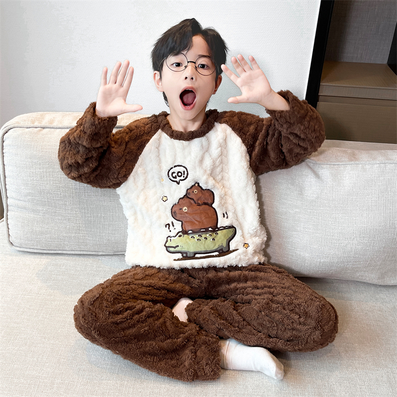 男童冬季家居服套装2025新款