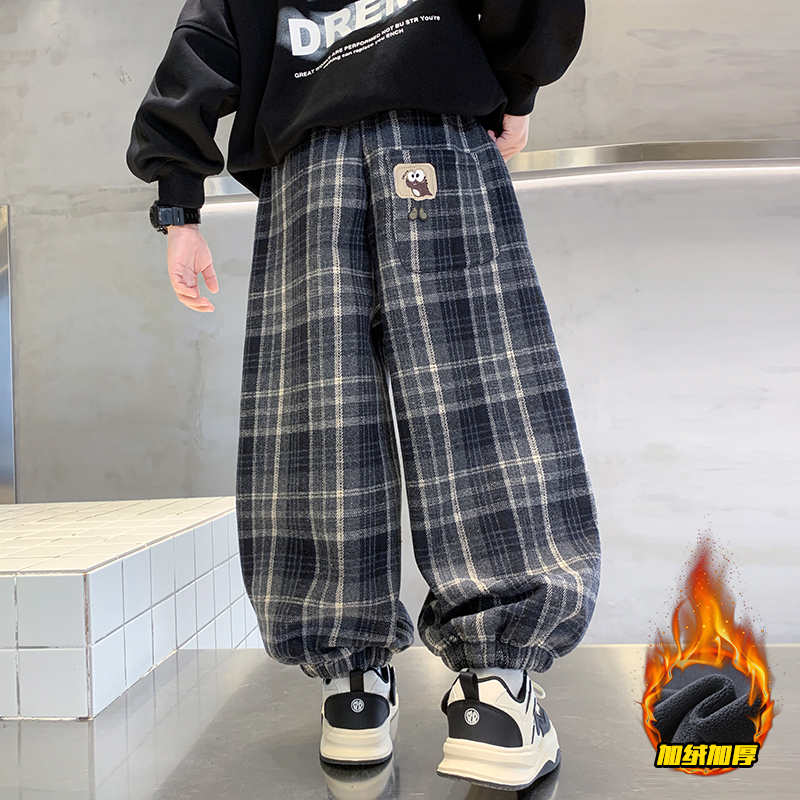 男童秋冬加绒休闲裤2025新款
