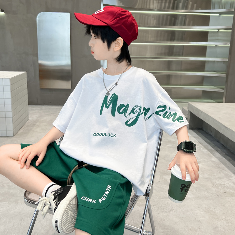 儿童装男童夏装套装2023新款夏季中大童男孩薄款运动夏款酷帅气潮
