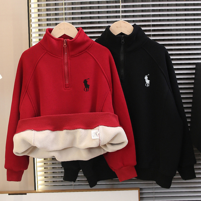 男童秋冬加绒卫衣2025新款