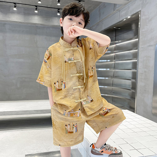 男童夏季汉服短袖套装2026新款