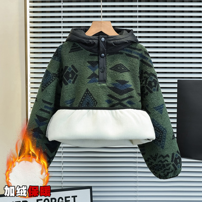 男童秋冬加绒卫衣2025新款