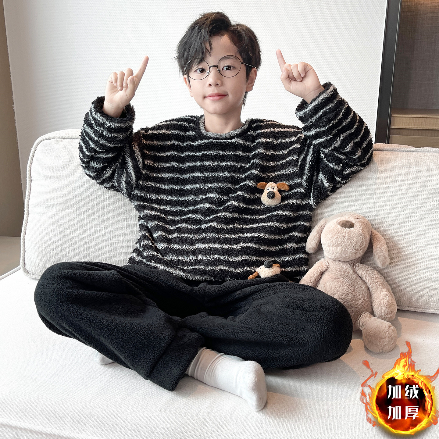 男童秋冬家居服套装2025新款