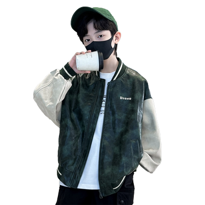 男童春秋皮衣外套2025新款