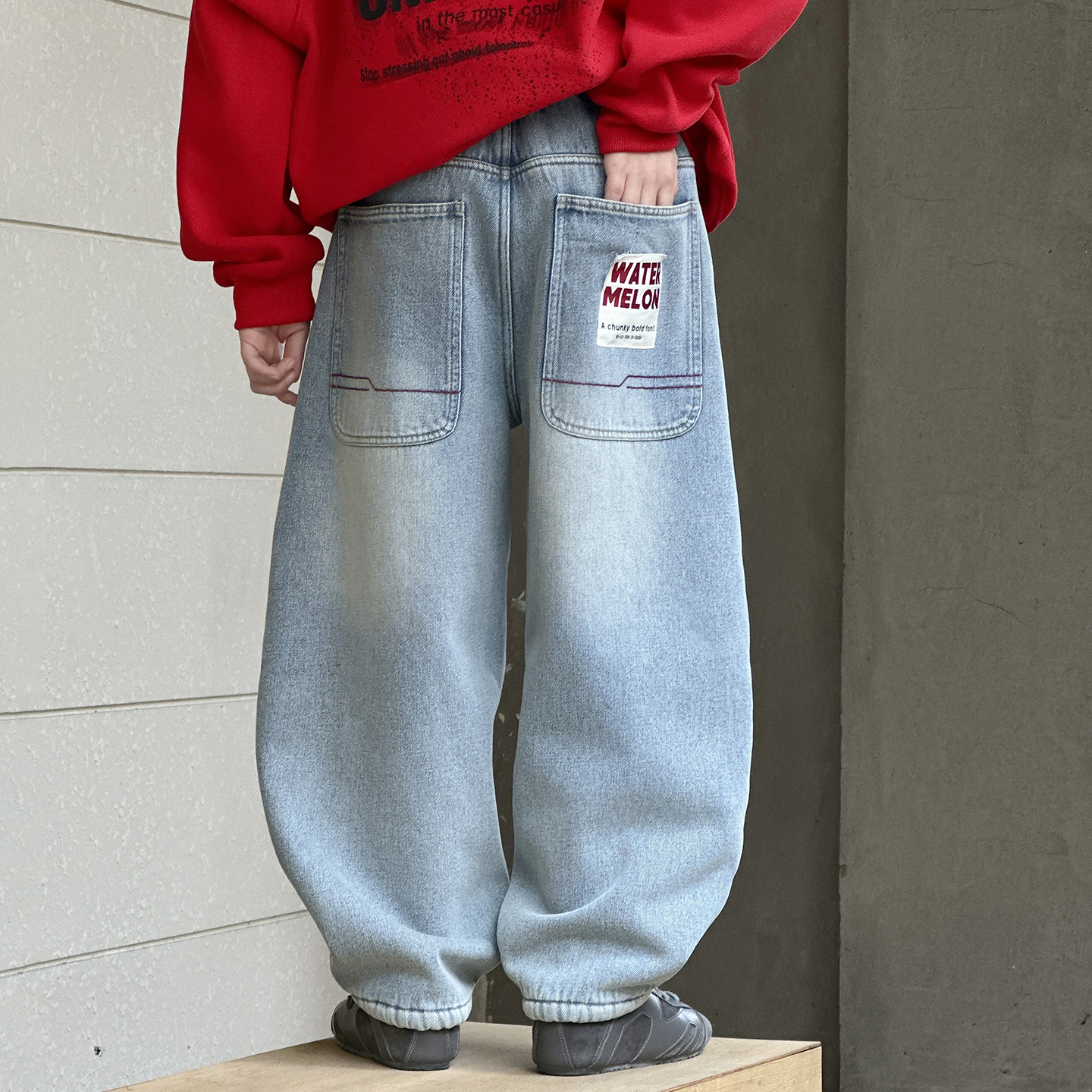 男童羊羔绒牛仔裤2025新款