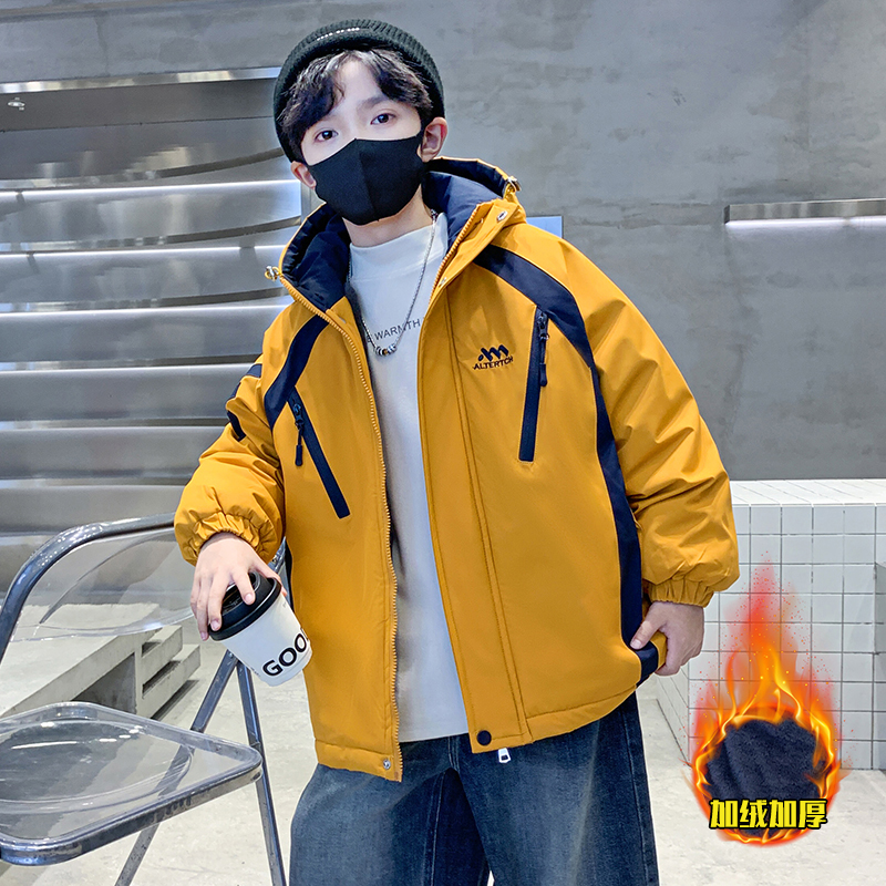 男童秋冬加绒冲锋衣2025新款