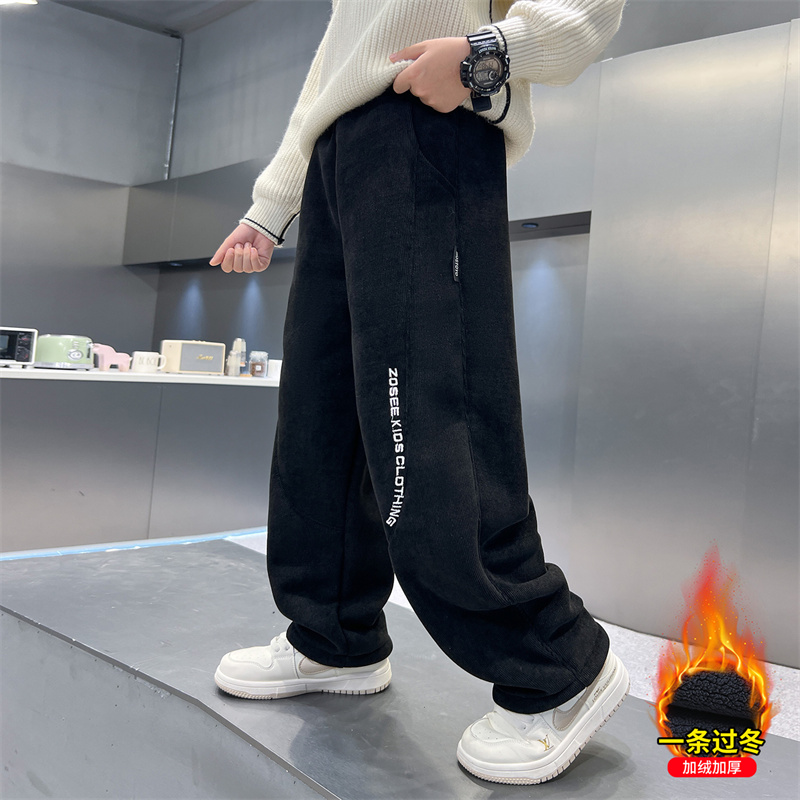 男童秋冬加绒休闲裤2025新款