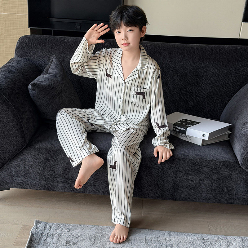 男童睡衣春秋款套装2026新款春季儿童家居服中大童男孩春装空调服