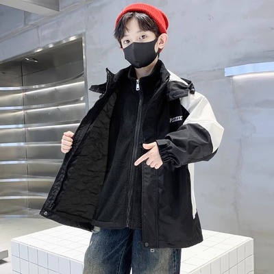 男童夹棉三合一冲锋衣2025新款