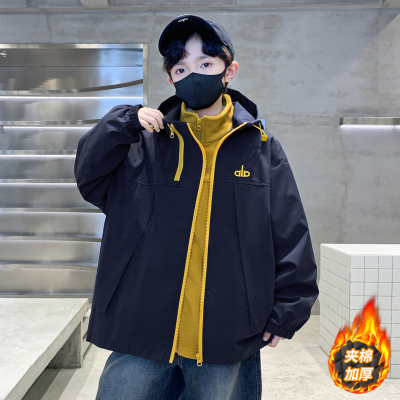 男童夹棉三合一冲锋衣2025新款