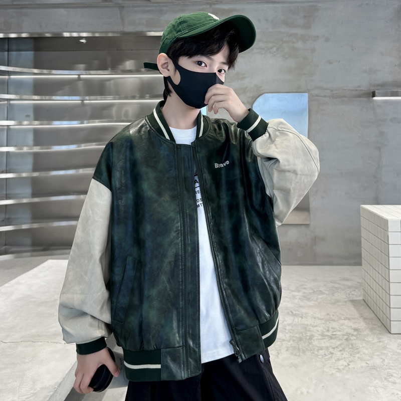 男童春秋皮衣外套2025新款