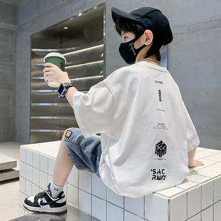 男童T恤夏装 上衣运动男孩短袖 2026新款 大童纯棉薄款 潮t 夏季 儿童装