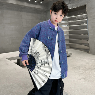 儿童装男童春秋款汉服2026新款唐装男孩牛仔春季外套古风春装大童
