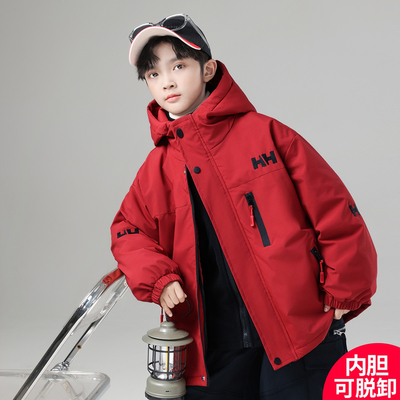 男童夹棉三合一冲锋衣2025新款