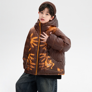 儿童装男童温变羽绒服冬装2025新款冬季男孩中大童加厚白鸭绒外套