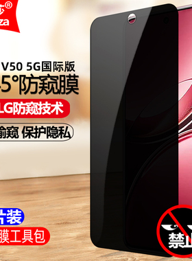 适用Vivo V50防窥膜V2427/V2448/V2451/V2504钢化膜全屏防偷窥手机钻石膜黑边抗指纹防摔爆防刮屏保护隐私膜