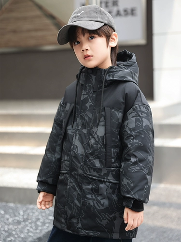 Детский длинный зимний пуховик для мальчиков, средней длины, подходит для подростков, коллекция 2023, в западном стиле