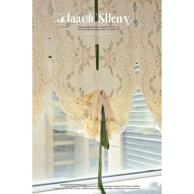 法式美式绣花遮光短帘半帘