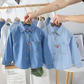 5纯色6洋气7男宝宝衬衣8潮 上衣4薄款 男童牛仔衬衫 春秋3岁小童长袖