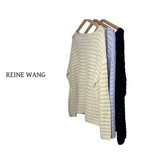 REINEWANG早春新款穿搭感冰丝混纺针织衫长袖设计感上衣