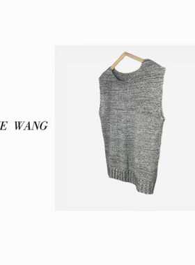 REINEWANG  老钱风极简穿搭定制杂灰色马甲 套头针织无袖款式