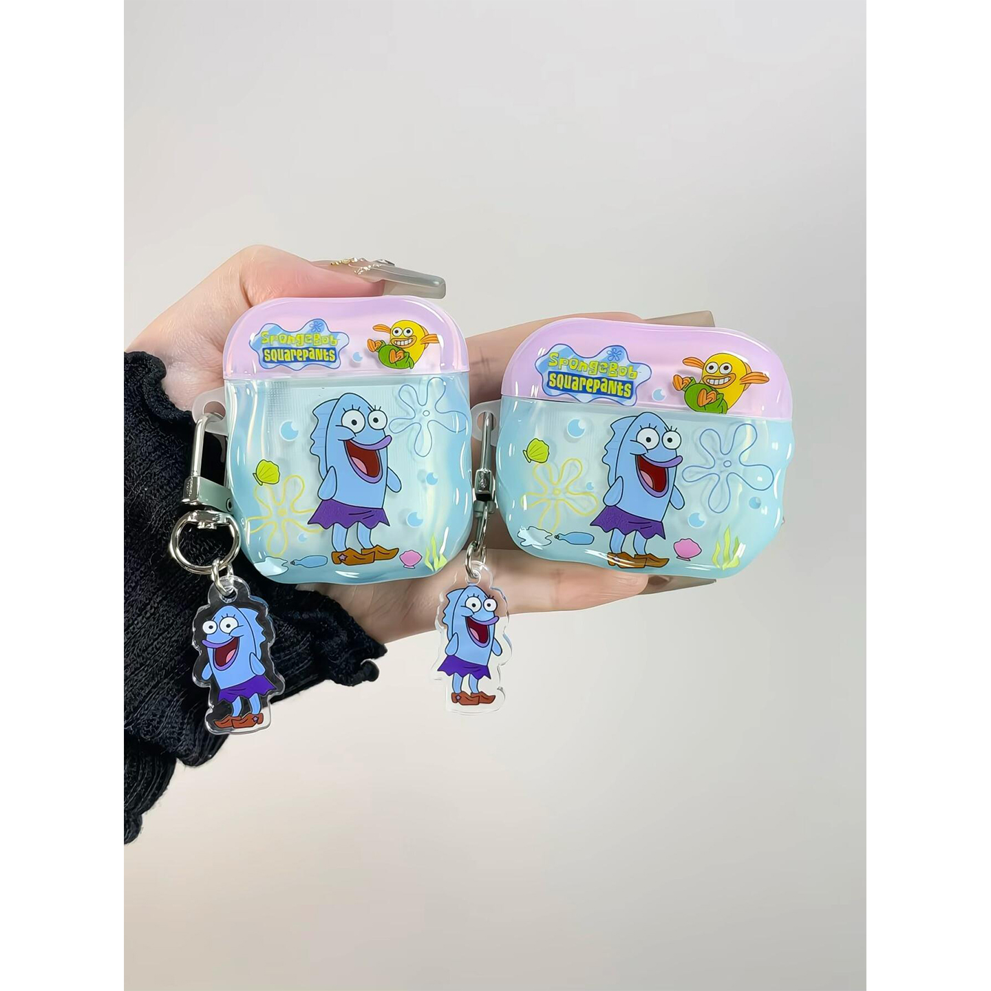 海绵宝宝可爱比奇堡居民丑鱼适用AirPods4代耳机壳苹果无线蓝牙AirPodsPro2代软1/2代硅胶3代防摔Pro二代女款