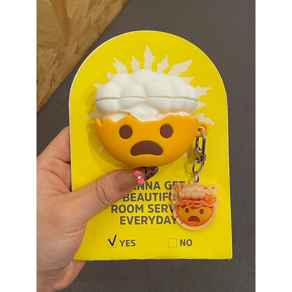 趣味搞怪创意爆炸头emoji表情包适用苹果无线蓝牙AirPodsPro耳机壳AirPods4代软AirPods1/2硅胶3代防摔套Pro2