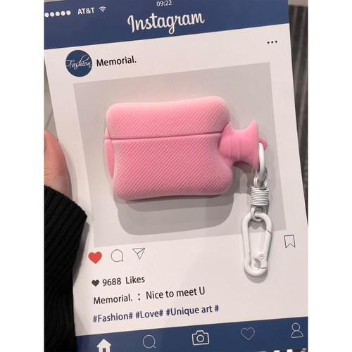 秋冬植绒可爱暖手宝热水袋适用AirPods4代耳机壳苹果无线蓝牙AirPodsPro三代软1/2/3代硅胶Pro2代女款Pro3代