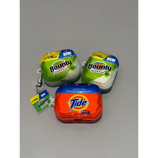 ins创意趣味洗衣粉吸油纸适用AirPodsPro三代耳机壳苹果蓝牙AirPods4代软Pro2代硅胶1/2代防摔3代保护Pro二代