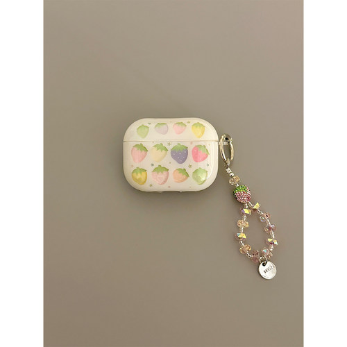 多巴胺镂空彩色草莓适用AirPodsPro三代耳机壳苹果AirPods4代软硅胶Pro二代防摔套1/2/3代女款Pro3/2代保护壳