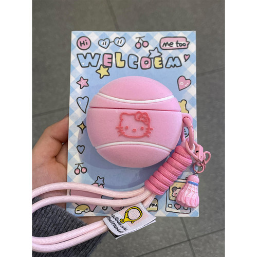 秋冬绒毛可爱网球Kitty猫适用AirPods4代耳机壳苹果无线蓝牙AirPodsPro三代软1/2/3代硅胶Pro2代女款Pro3代套
