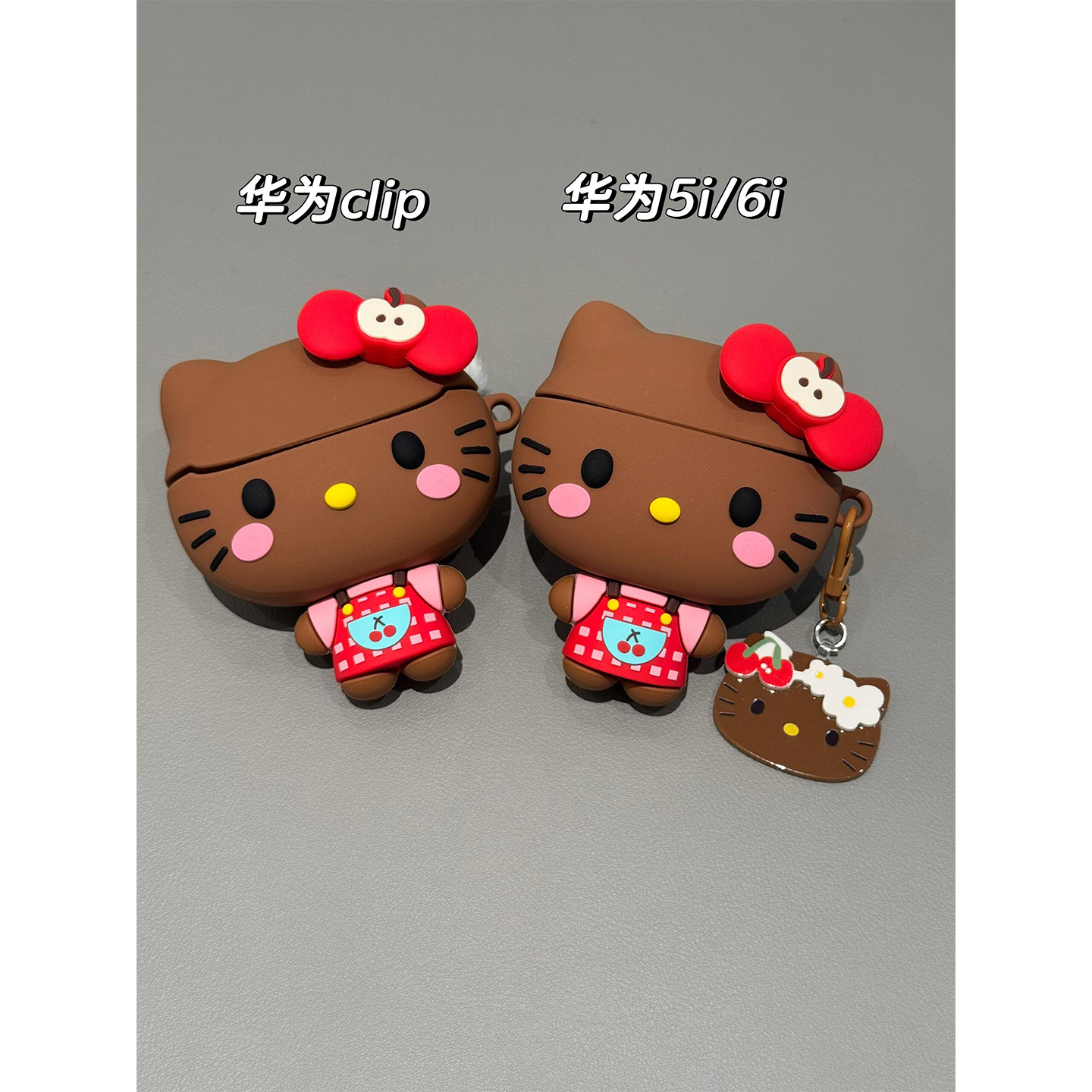 卡通可爱黑皮Kitty猫防尘塞适用华为pro4蓝牙freebuds7i/6i耳机壳软freeclip二代/5i硅胶Pro3套se3防摔SE2女