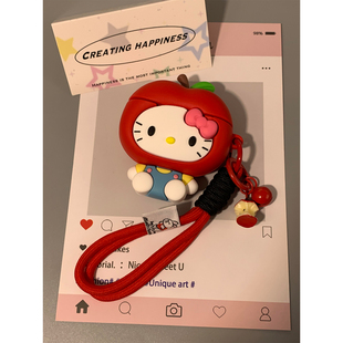 可爱萌系红苹果猫咪防尘塞适用AirPods4代耳机壳苹果无线蓝牙AirPodsPro2代软1/2代硅胶3代防摔套Pro三代女款