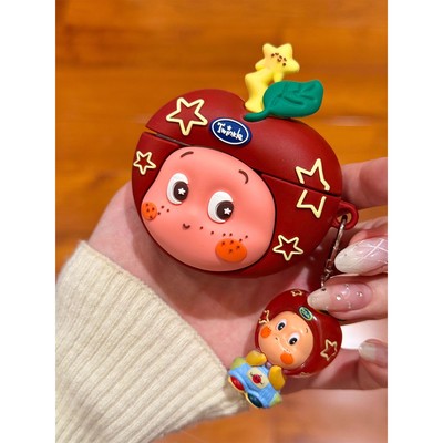 萌系可爱红苹果星星人适用华为pro4蓝牙freebuds6耳机壳软freeclip二代/4/5i硅胶7i保护套se3新款SE2女Pro3代