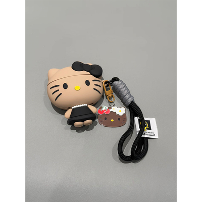 名媛风可爱黑皮Kitty猫防尘塞适用AirPods4代耳机壳Pro3苹果蓝牙AirPodsPro2代软1/2代硅胶3代防摔Pro二代女