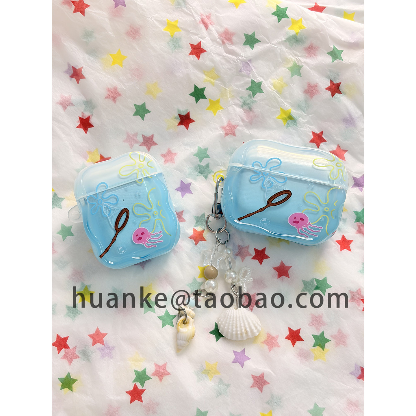 ins风日韩创意涂鸦抓水母适用AirPods4代耳机壳苹果Air