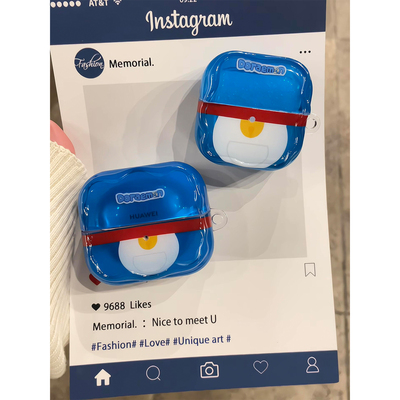 古早可爱叮当猫百宝袋适用华为freeclip二代耳机壳蓝牙耳夹freebudsse2/se3防摔Pro3/Pro4保护套5i/6i/7i女款