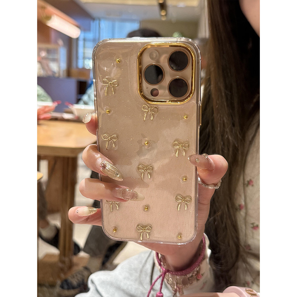 滴胶闪粉高级感蝴蝶结适用iphone15promax手机壳18Pro透明苹果16外壳14pro软17promax全包15防摔16Pro女17Air