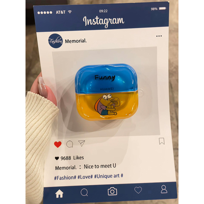 卡通可爱比奇堡路人鱼适用华为freeclip二代耳机壳蓝牙耳夹freebudsse2/se3防摔Pro3/Pro4保护套5i/6i/7i女款